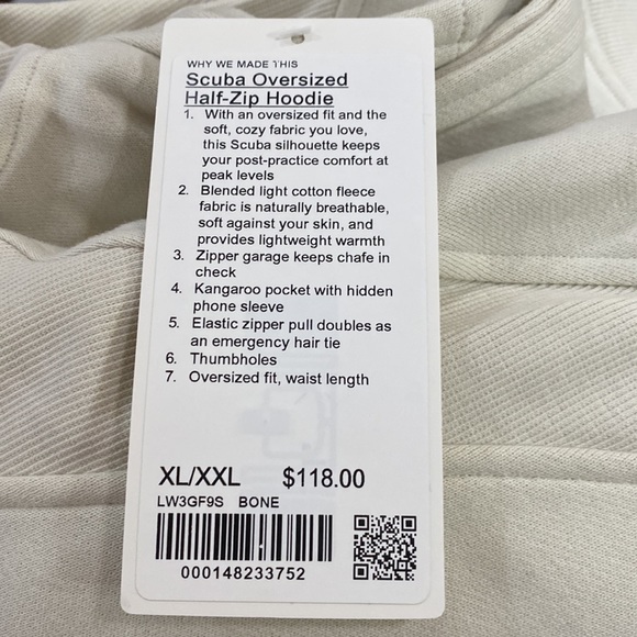 Lululemon Scuba Oversized Half Zip Hoodie BONE Gold Zip and Logo - Picture 7 of 7